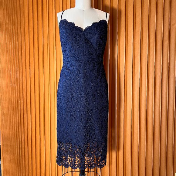 J.CREW Navy Cotton Guipure Lace Dress - Picture 1 of 3